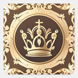 Elegant Golden Crown Square Sticker