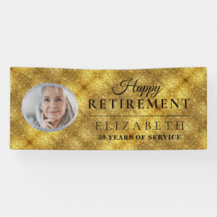 Elegant Golden Custom Photo Retirement Party Banne Banner