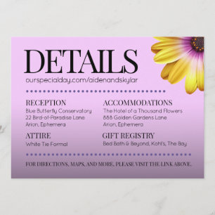 Elegant Golden Daisies with Purple Glitter Wedding Programme
