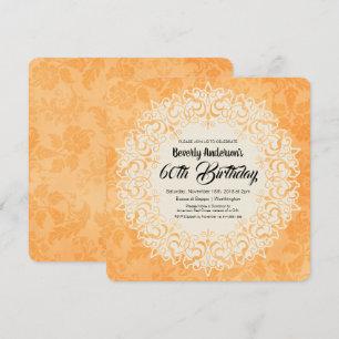 Elegant Golden Damask Style Birthday Party Invitation