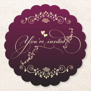 elegant golden decoration paper coaster