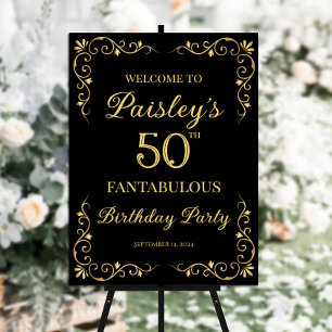 Elegant golden design birthday party welcome sign