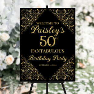 Elegant golden design birthday party welcome sign
