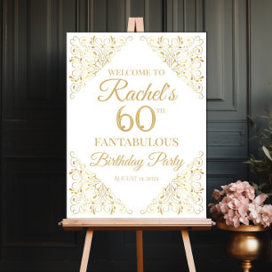 Elegant golden design birthday party welcome sign