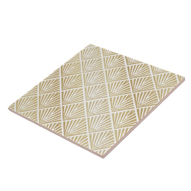 Elegant golden diamond palm art deco design tile (Side)