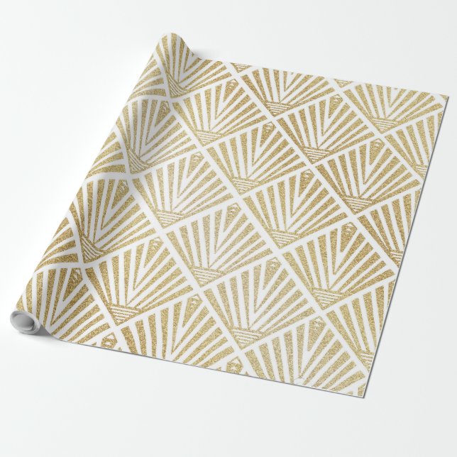 Elegant golden diamond palm art deco design wrapping paper (Unrolled)
