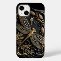 Elegant Golden Dragonfly in Bronze Filigree
