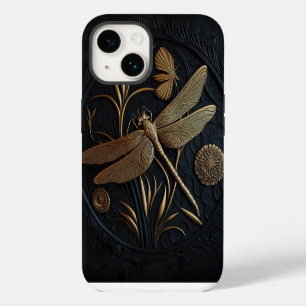 Elegant Golden Dragonfly in Bronze Filigree iPhone 14 Case