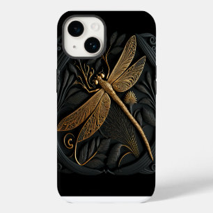 Elegant Golden Dragonfly in Bronze Filigree iPhone 14 Case