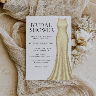 Elegant Golden Dress Bridal Shower Invitation