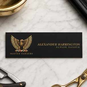 Elegant Golden Eagle Barber Shop Logo Staff Name Tag