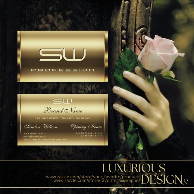 Elegant Golden Effect Faux 3D Letters Professional Business Card (Creator Uploaded)