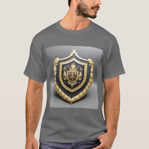 Elegant Golden Emblem With Ornate Shield T-Shirt