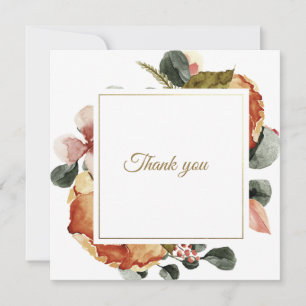 Elegant golden Fall Floral "Thank you" Card