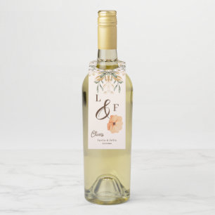 Elegant Golden Fall flowers Wedding Bottle Tag