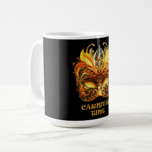 Elegant Golden Feathers Venetian Mask Coffee Mug