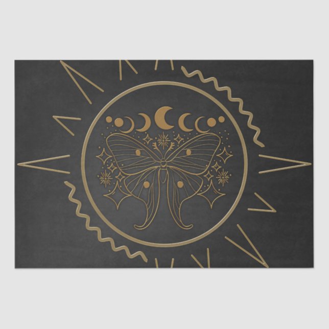 Elegant golden filigree butterflies. tissue paper (Front)