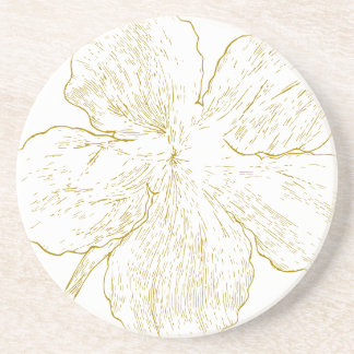 ​Elegant Golden Floral Abstract Line Art Coaster
