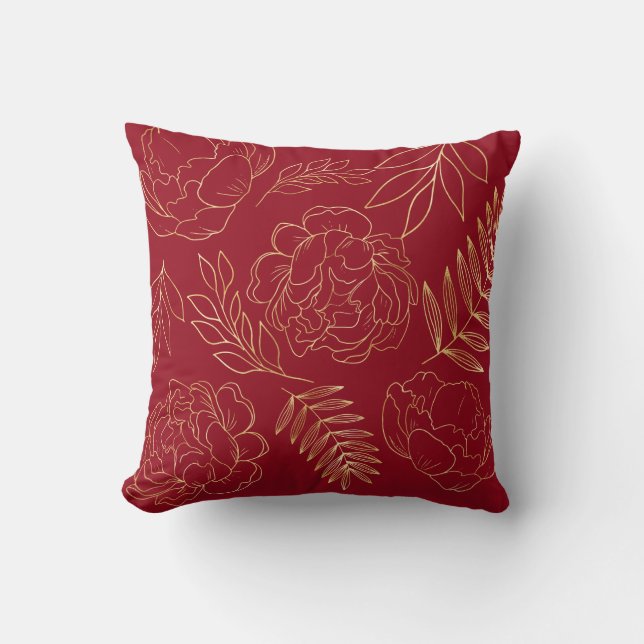 Elegant Golden Floral Cushion (Front)