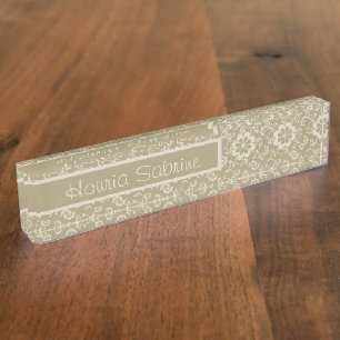 Elegant Golden Floral Ornamental Vintage Nameplate