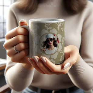 Elegant Golden Floral Ornamental Vintage photo Coffee Mug