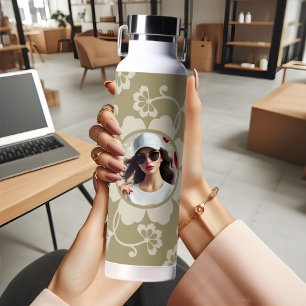 Elegant Golden Floral Ornamental Vintage photo Water Bottle