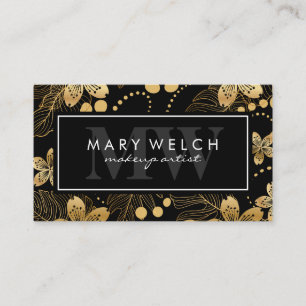 Elegant Golden Floral Pattern Business Card