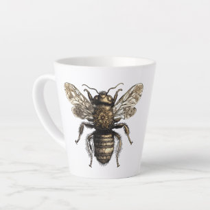 Elegant Golden Flower Bee Latte Mug