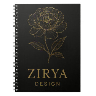 Elegant Golden Flower Notebook by Zirya Design