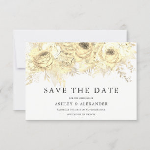 Elegant Golden Flowers Wedding Save The Date