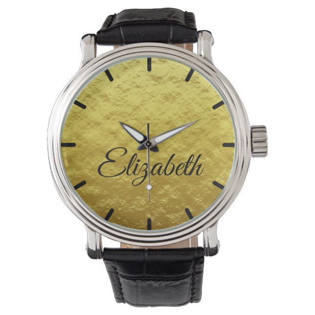 Elegant Golden foil bubbles Customisable Name  Watch (Front)
