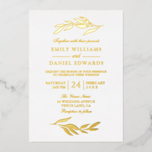 Elegant Golden Foil Leaf Modern Wedding