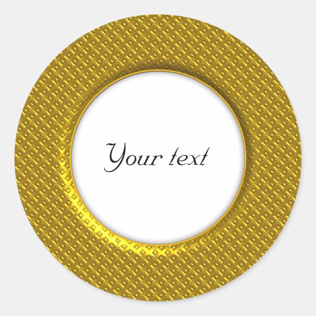 Elegant golden frame classic round sticker (Front)