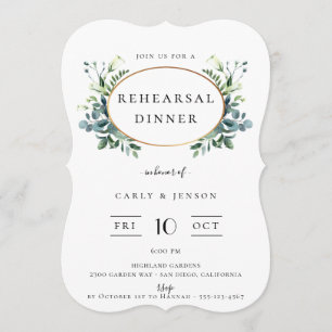 Elegant Golden Frame Rehearsal Dinner Invitation