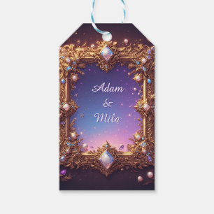 Elegant Golden Frame with Pearls Gift Tags