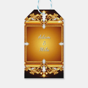 Elegant Golden Frame with Pearls Gift Tags