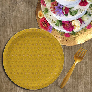 Elegant golden french emblem, flag, France Paper Plate