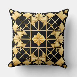 Elegant Golden Geometric Art Design Cushion