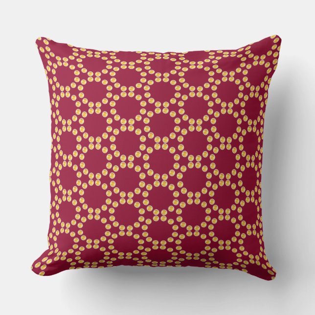 Elegant Golden Geometric Pattern Cushion (Front)