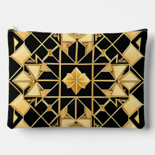 Elegant Golden Geometric Pattern Design Accessory Pouch