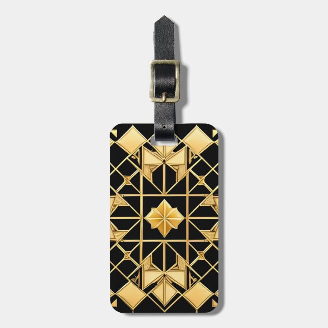 Elegant Golden Geometric Pattern Design Luggage Tag (Front Vertical)