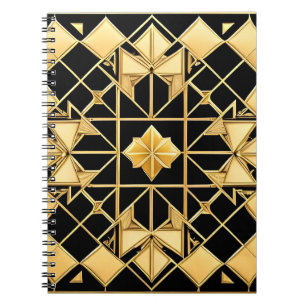 Elegant Golden Geometric Pattern Design Notebook