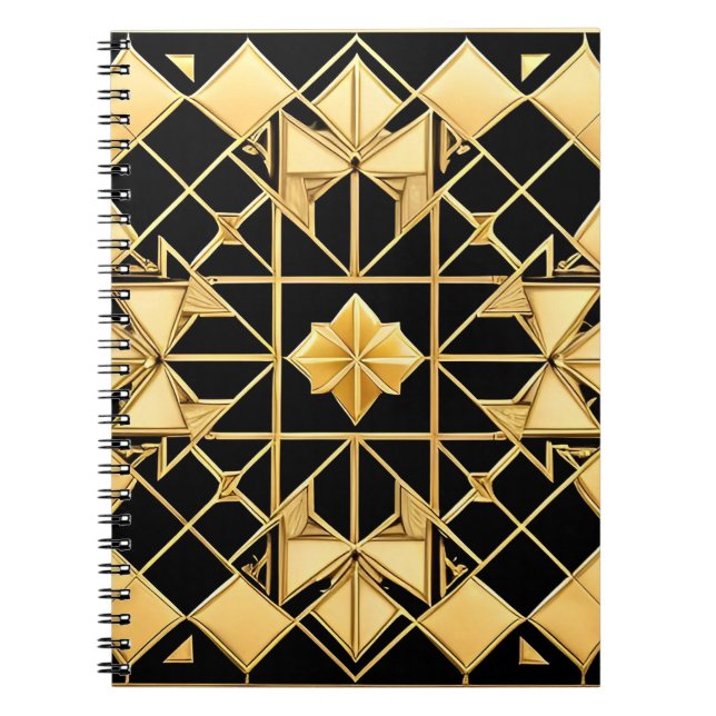 Elegant Golden Geometric Pattern Design Notebook (Front)
