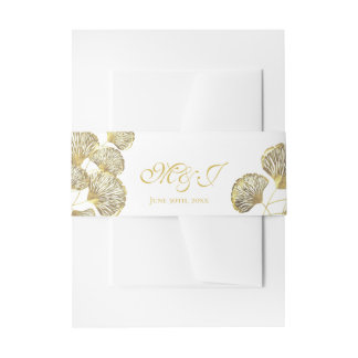 Elegant Golden Ginkgo Biloba Leaves Invitation Bel Invitation Belly Band