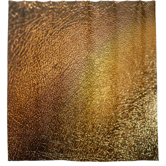Elegant Golden Glossy Leather Texture Shower Curtain (Front)