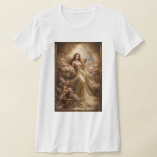 Elegant Golden Goddess with Cherub T-Shirt