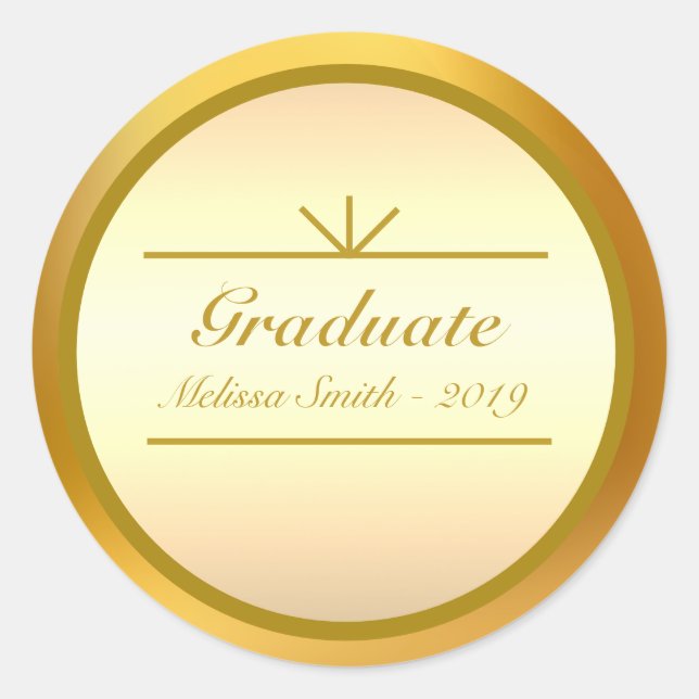 Elegant Golden Graduate Sticker (Front)