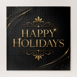Elegant Golden Happy Holidays Luxury Design Jigsaw Puzzle