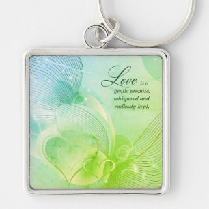 Elegant Golden Heart Romance Art Key Ring