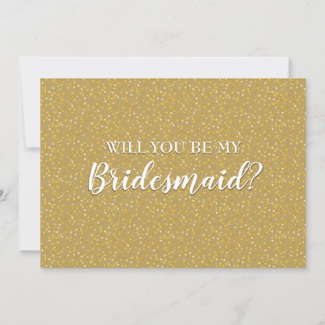 Elegant Golden Hearts Bridesmaid, Maid of Honour Invitation (Front)